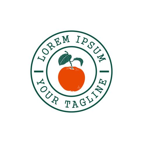 Oranje fruit stempel logo ontwerpsjabloon concept vector