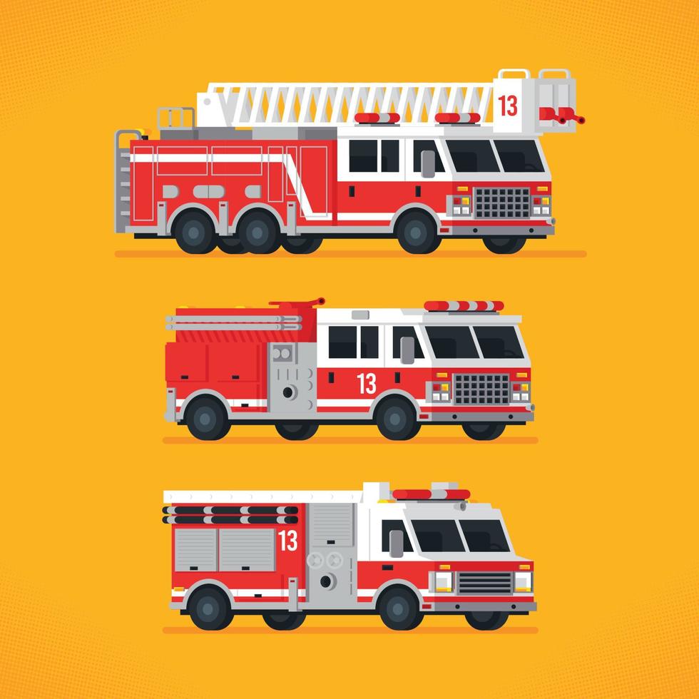 verschillende soorten brandweerwagens vector