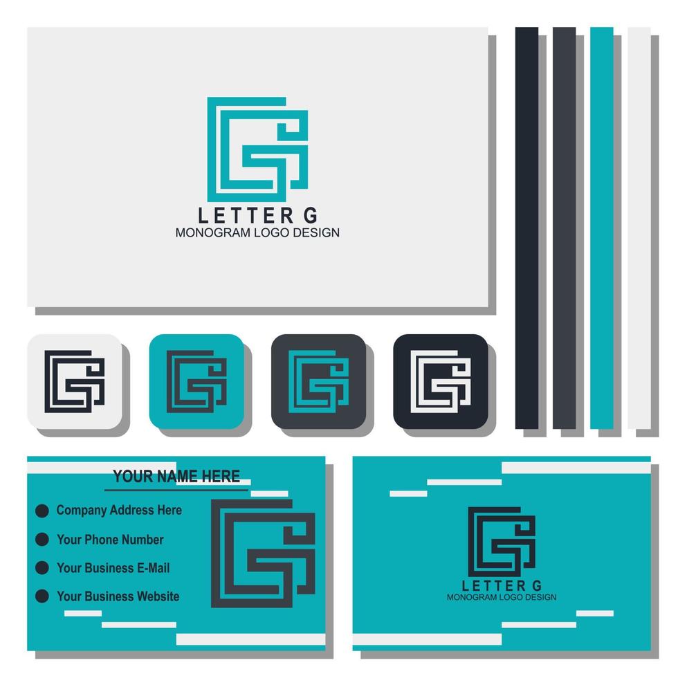 creatief letter g monogram logo met sjabloon voor visitekaartjes vector