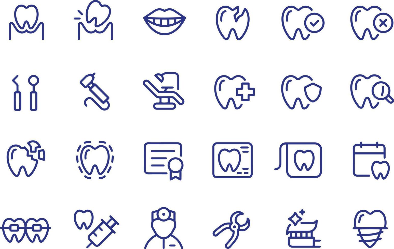 tandheelkundige lijn iconen vector design