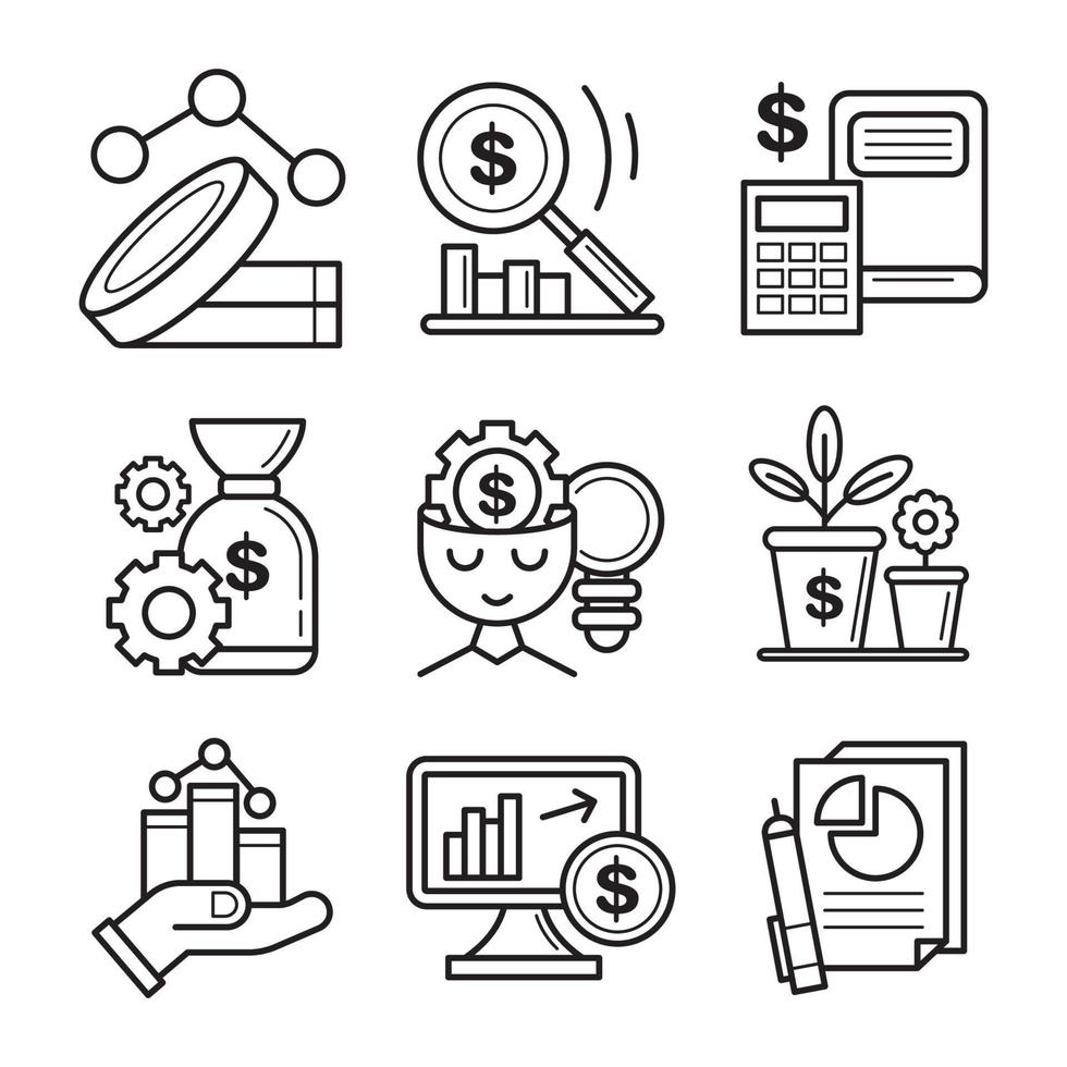 financiële geletterdheid icon set vector