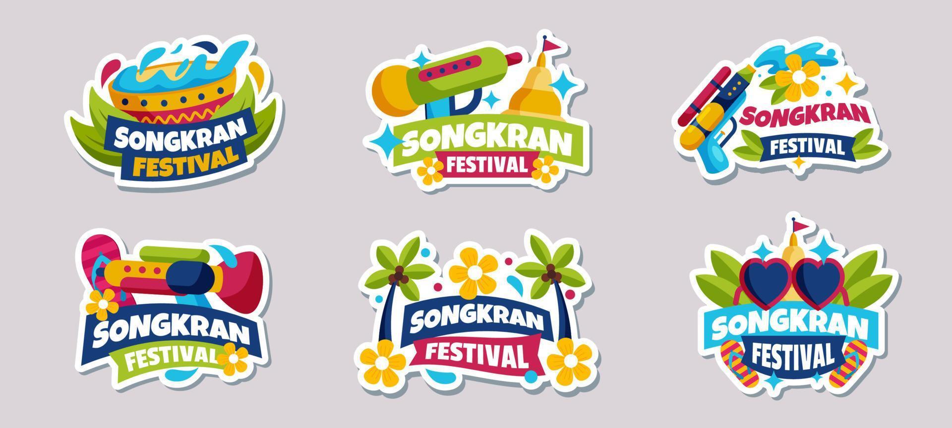 songkran stickercollectie vector