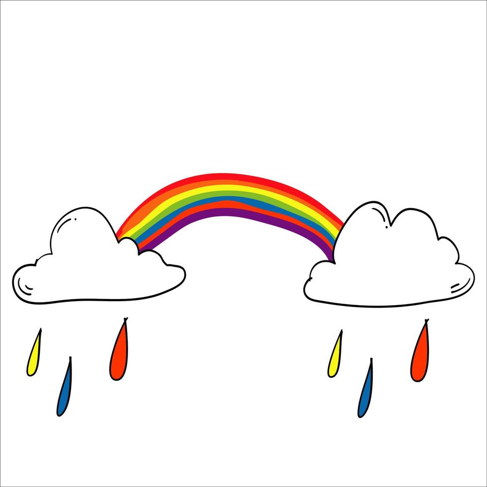 kleurrijke doodle regenboog illustratie handgetekende cartoon kawaii-stijl vector