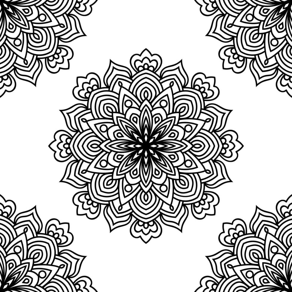 abstracte naadloze patroon met mandala bloem. mozaïek, tegel, polka dot. bloemen achtergrond. vector