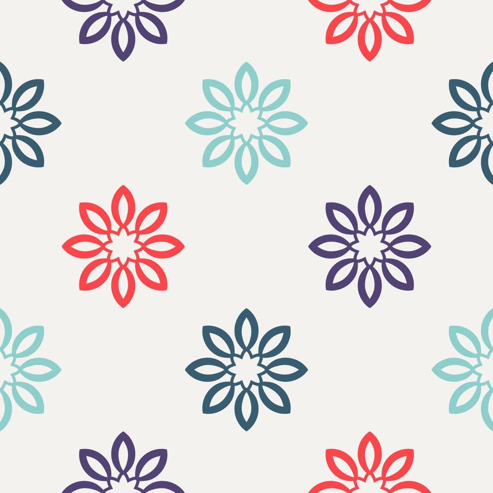 abstracte naadloze patroon met mandala bloem. mozaïek, tegel, polka dot. bloemen achtergrond. vector