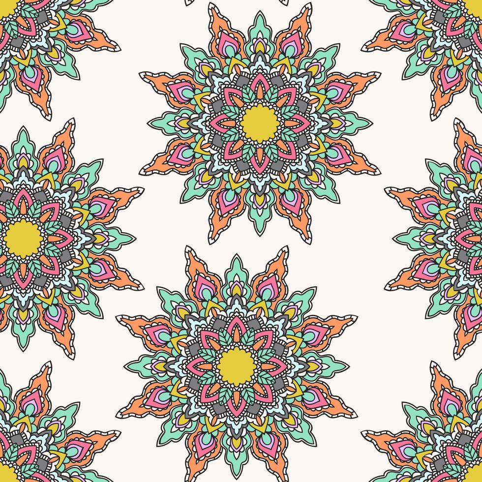 abstracte naadloze patroon met mandala bloem. mozaïek, tegel. bloemen achtergrond. vector