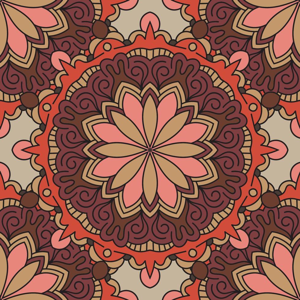 abstracte naadloze patroon met mandala bloem. mozaïek, tegel, polka dot. bloemen achtergrond. vector