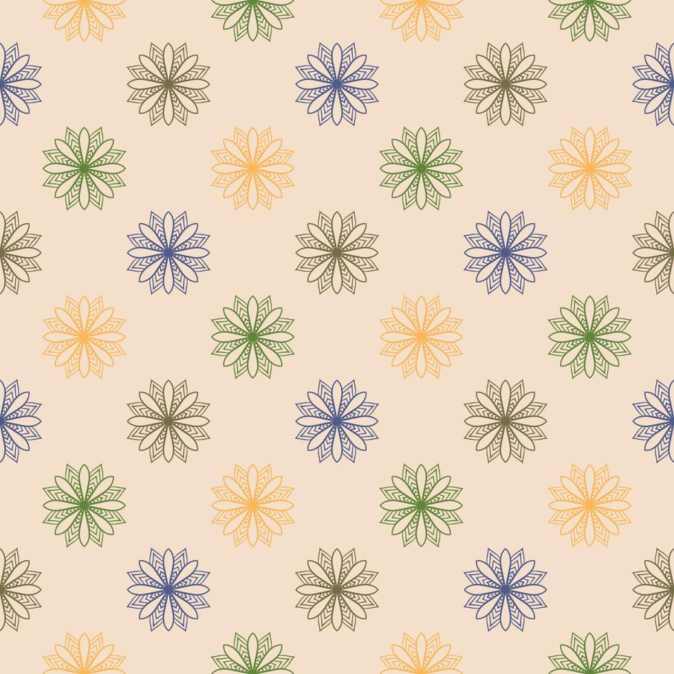 abstracte naadloze patroon met mandala bloem. mozaïek, tegel, polka dot. bloemen achtergrond. vector