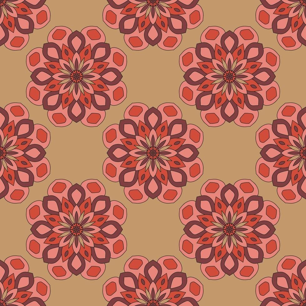 abstracte naadloze patroon met mandala bloem. mozaïek, tegel, polka dot. bloemen achtergrond. vector