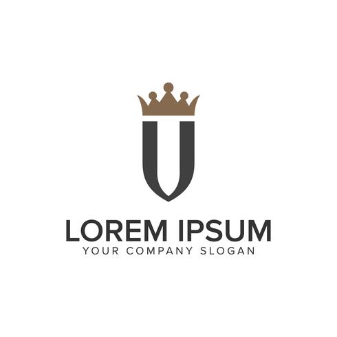 letter U met kroon luxe logo ontwerpsjabloon concept. vector