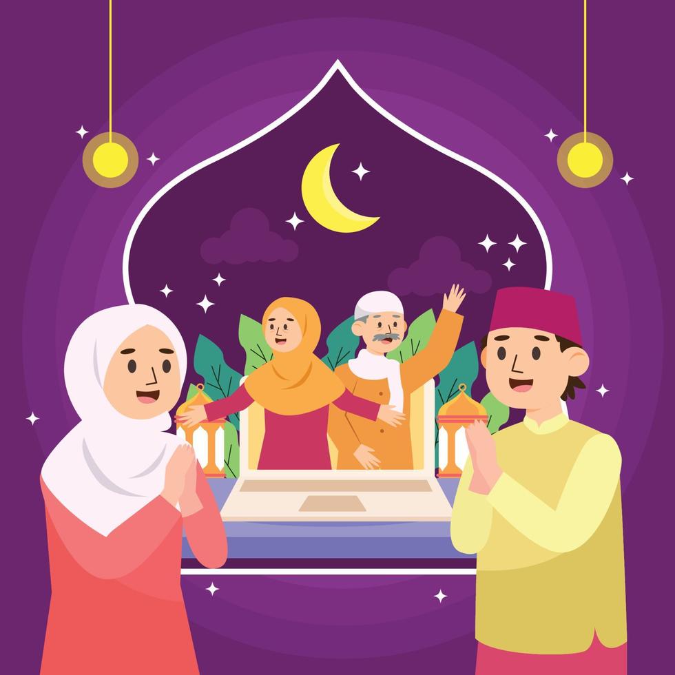 familiebijeenkomst in ramadan vector