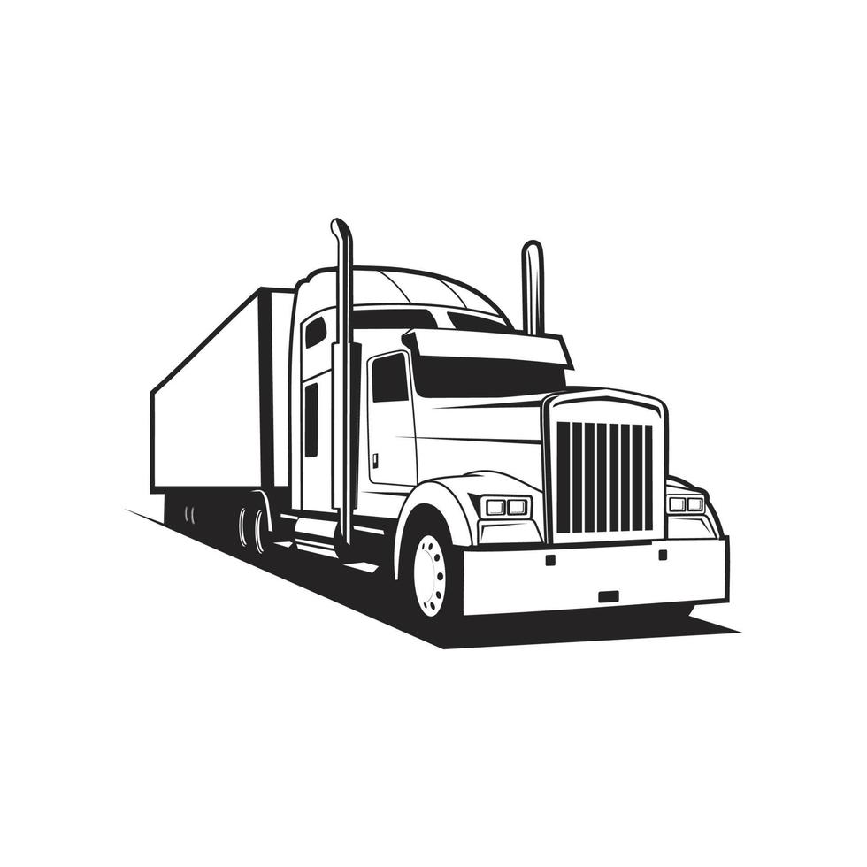 vrachtwagenaanhangwagen silhouet, vrachtwagenaanhangwagen omtrek vector