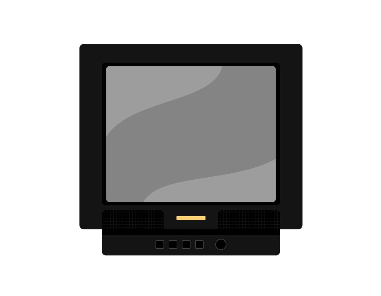 retro tv uit de jaren 90 geïsoleerd. zwarte televisie met leeg scherm. oude tv-kast. vector platte object illustratie