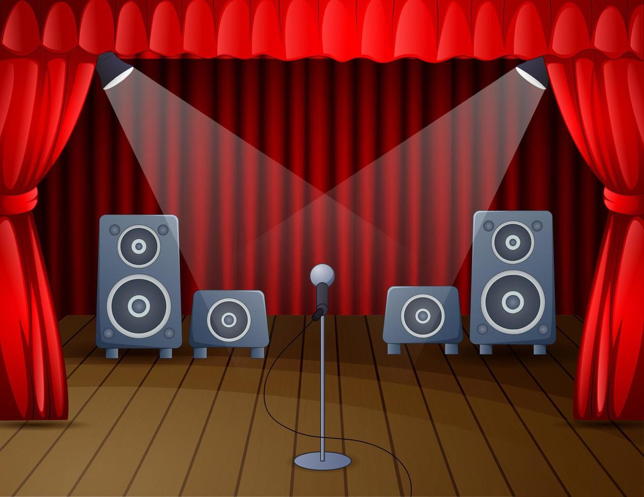 feestelijk podium met microfoon en speaker vector