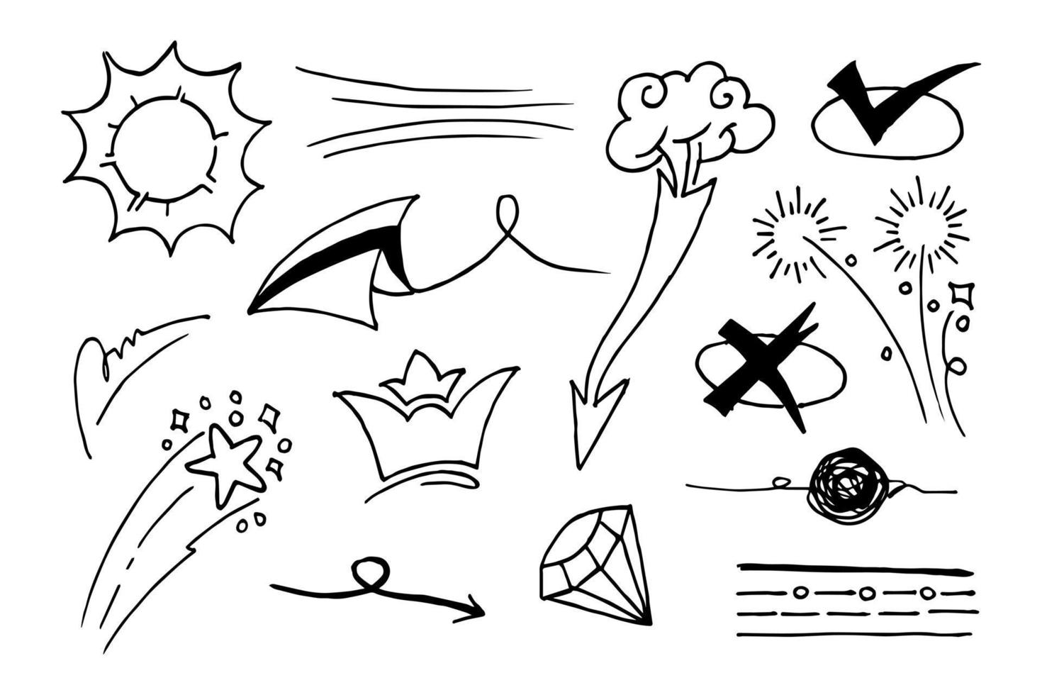 doodle element vector set, voor conceptontwerp.