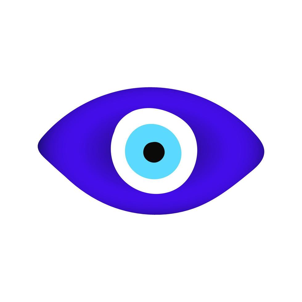 blauwe oosterse boze oog symbool amulet vlakke stijl ontwerp vectorillustratie. vector