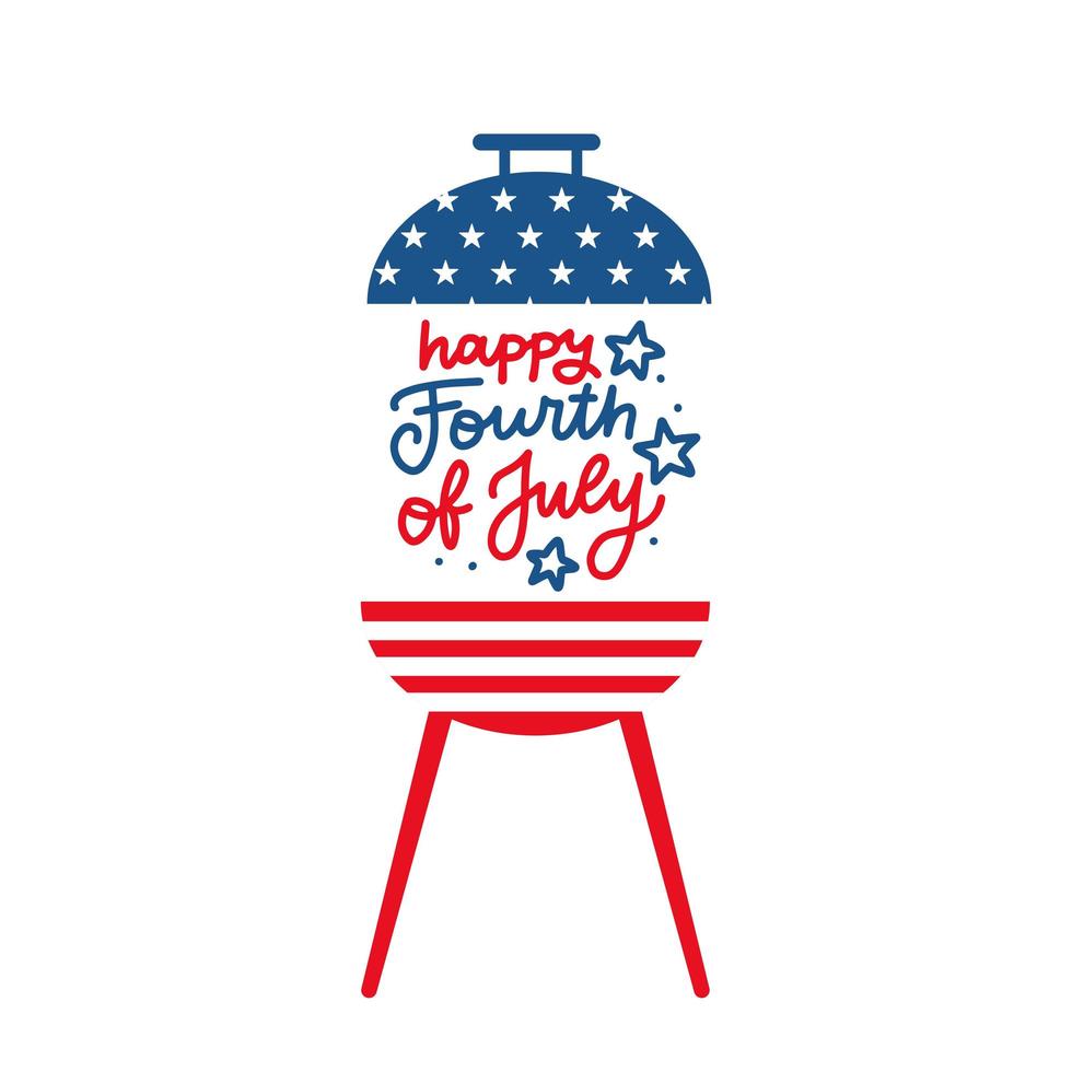 BBQ-grill partij uitnodiging kaartsjabloon. platte ontwerp pictogram ster en strip patroon gelukkige onafhankelijkheidsdag verenigde staten van amerika. 4 juli. platte ontwerp vectorillustratie met belettering vector