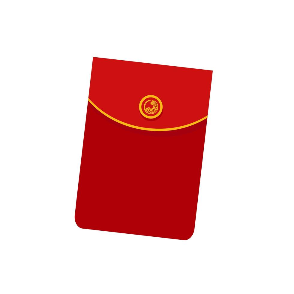 Chinees beloning geïsoleerd element. rode papieren verpakking. cny envelop. jaar van de tijger. rood pak met dierenriemsymbool. platte vectorillustratie. vector