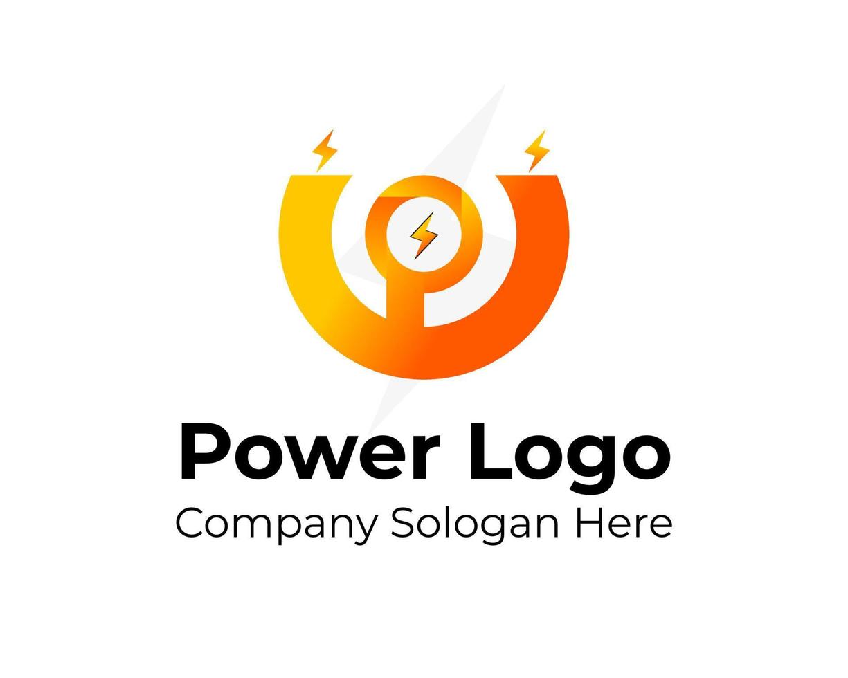 letter o met power logo ontwerp vector