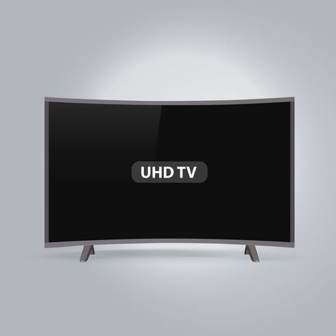 Gebogen slimme LEIDENE die UHD-TV-reeks op grijze achtergrond wordt geïsoleerd vector