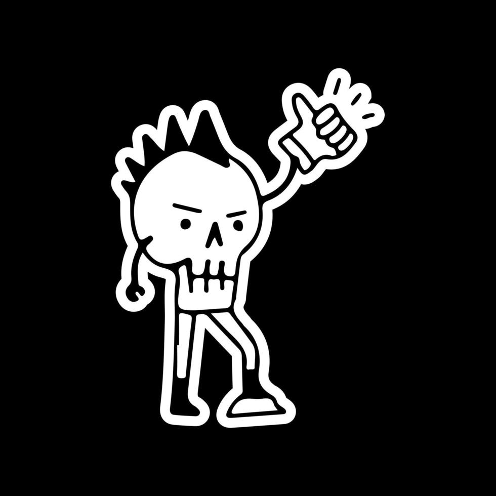 punk schedel met duim omhoog, illustratie voor t-shirt, sticker of kleding koopwaar. met doodle, retro en cartoonstijl. vector