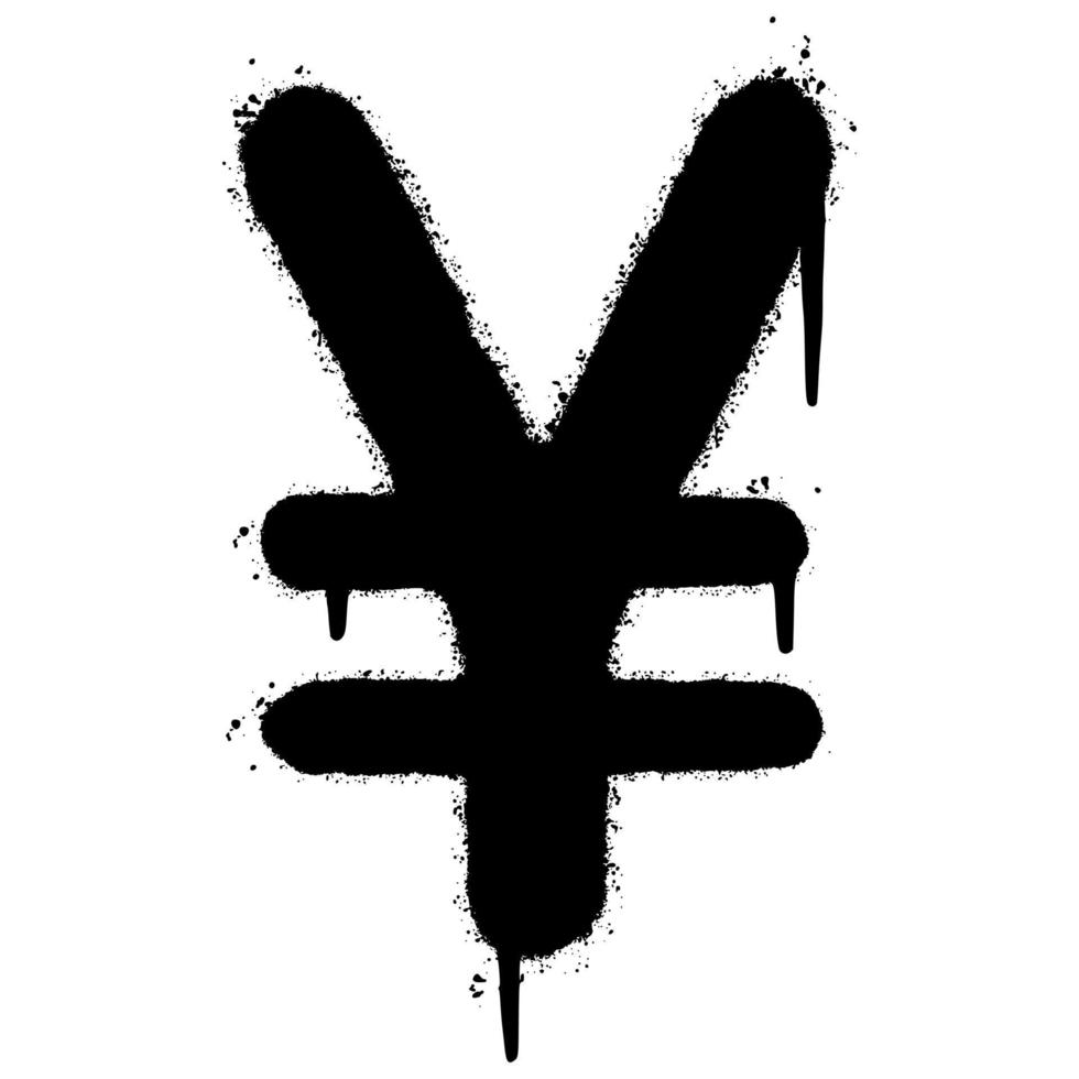 graffiti yen pictogram gespoten geïsoleerd op een witte achtergrond. valuta icoon. vectorillustratie. vector
