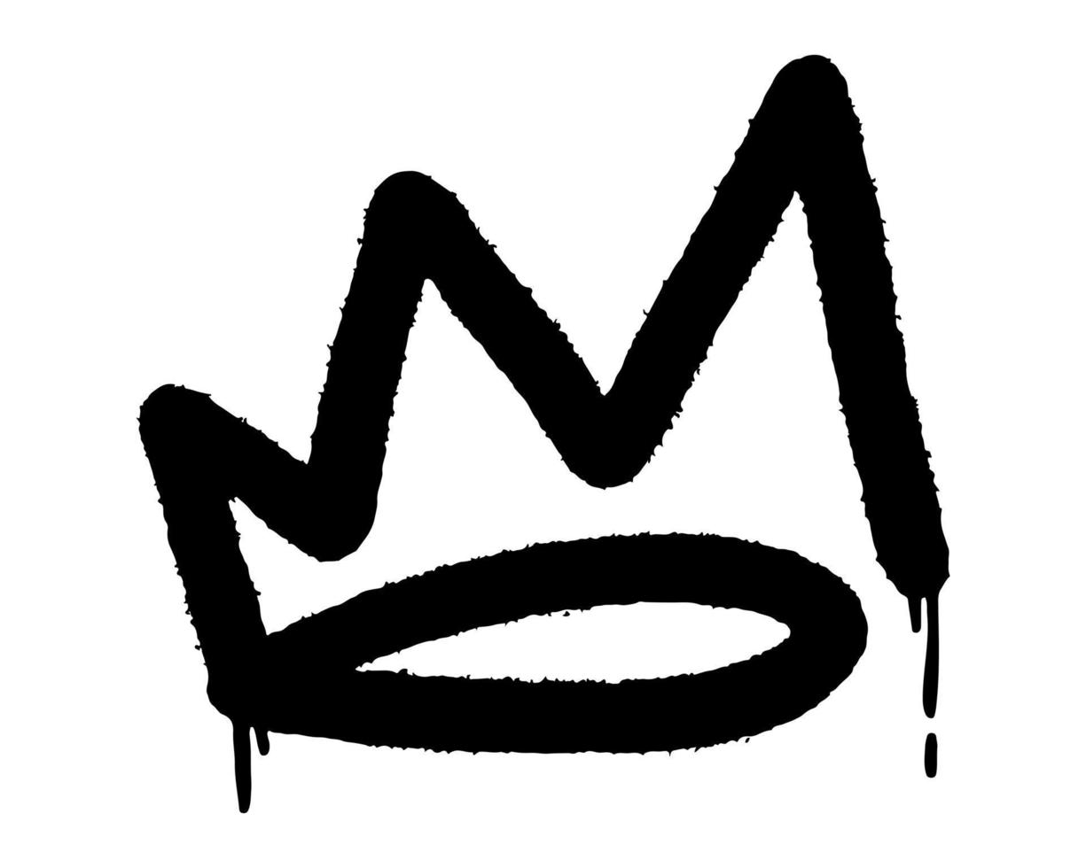 graffiti spray kroon icoon met over spray in zwart over wit. vectorillustratie. vector