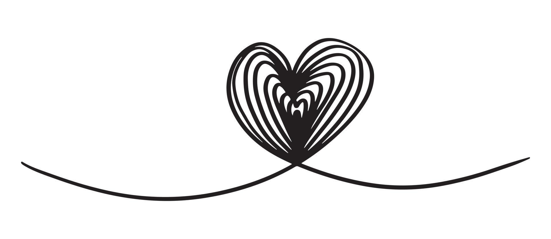 hand getekende hart met dunne lijn, scheidingslijn vorm, verwarde grungy ronde Krabbel geïsoleerd op een witte background.vector illustratie vector