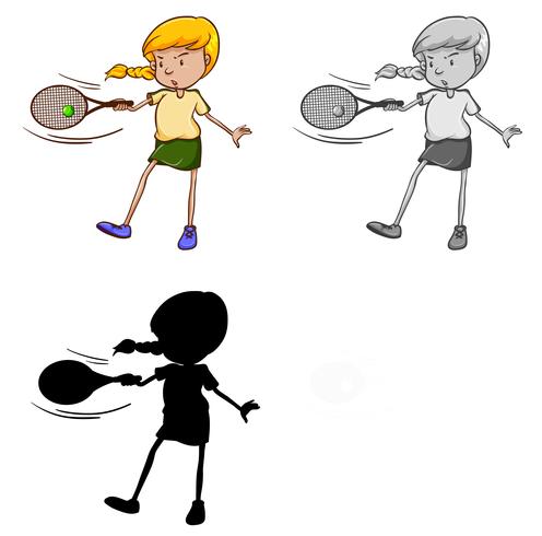 Set van vrouwelijke tennis speler karakter vector