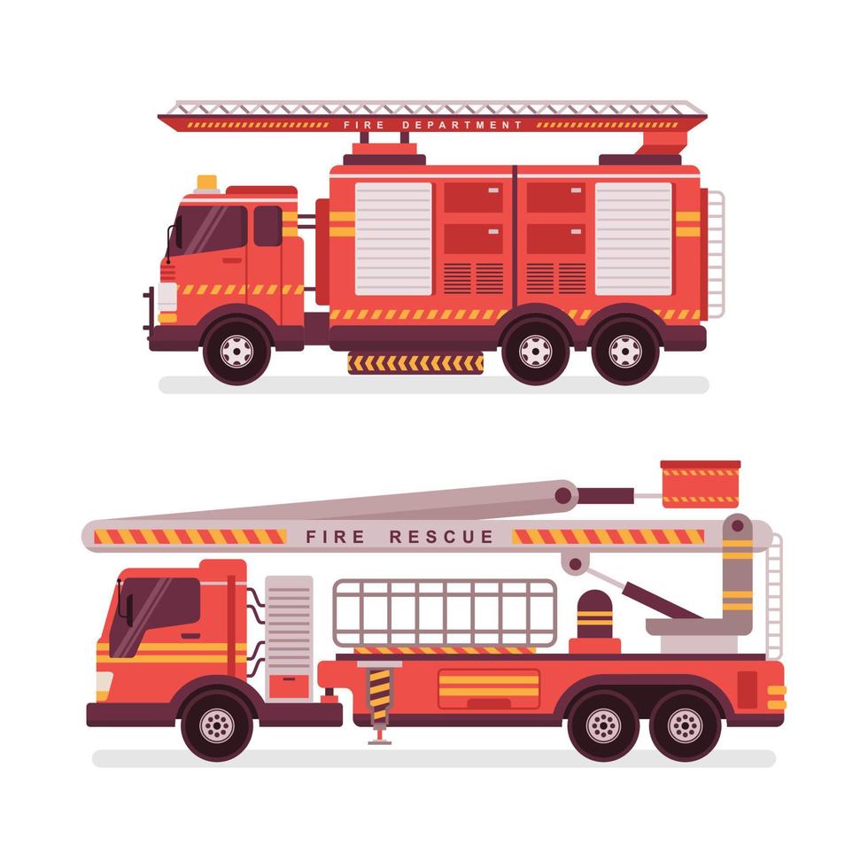 brandweerwagens platte ontwerpvariaties vector