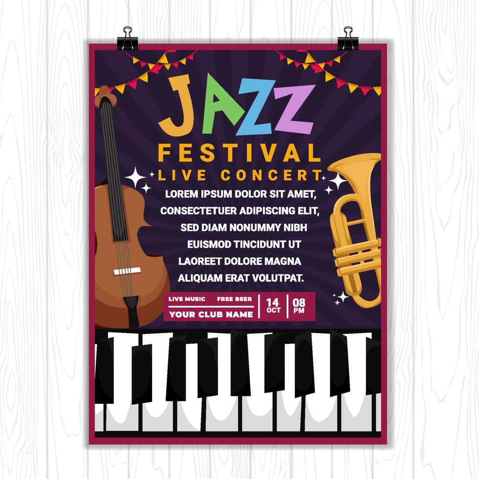 poster festival muziek jazz sjabloon vector