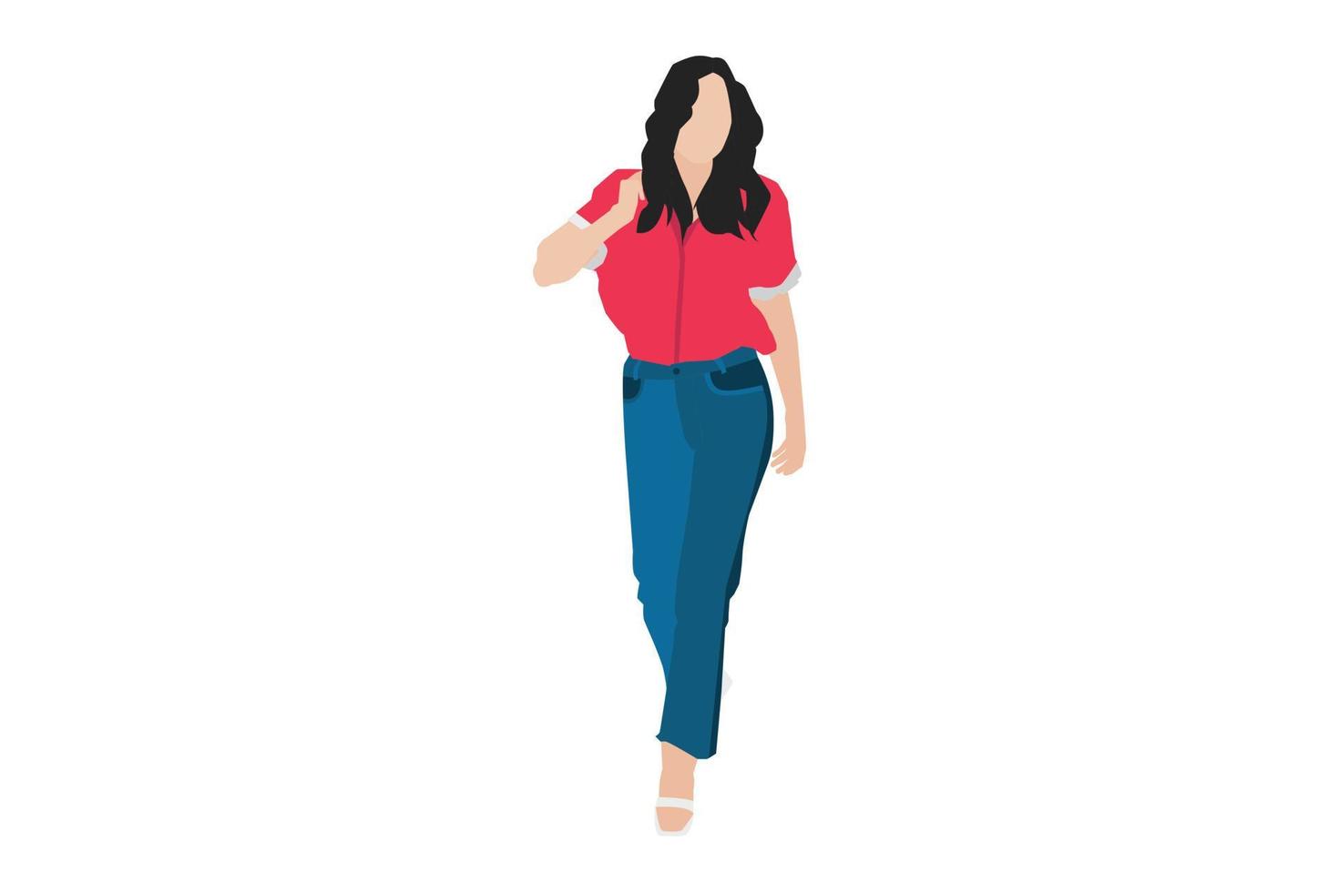 vectorillustratie van casual vrouwen die op de stoep lopen vector