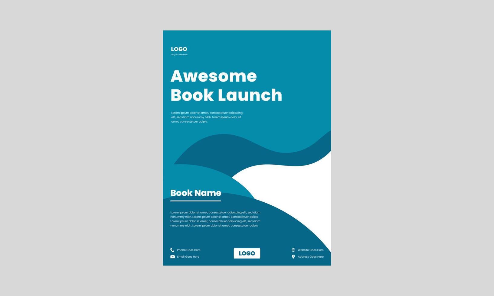 boek lancering flyer ontwerpsjabloon. boek release flyer, poster in blauwe kleur. boeklancering aankondiging dl flyer, flyer, posterontwerp. vector