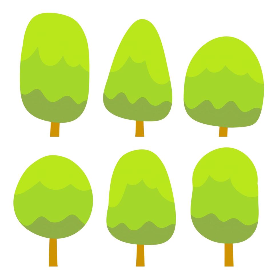 set van groene bomen voor een bos of park. natuurlijke omgeving. vector