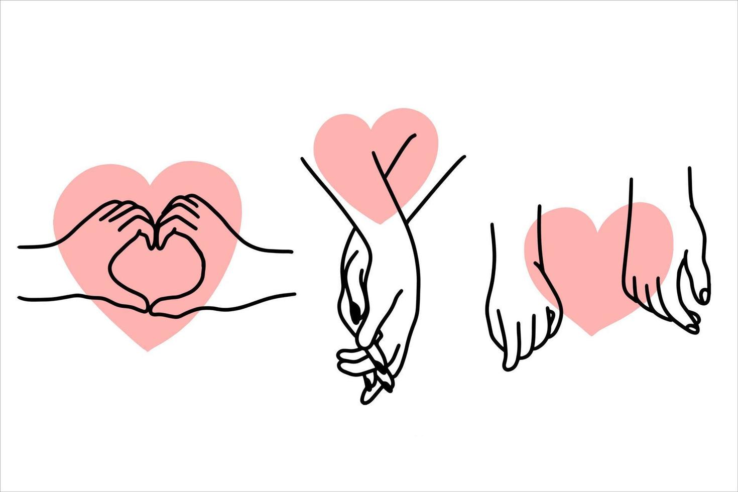 vrouwen meisje hand liefde gebaar met haard vlakke lijn kunst illustratie vector