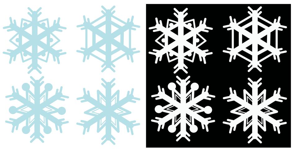 Sneeuwvlokken in blauwe en witte kleuren vector