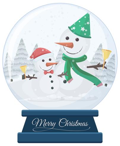 Sneeuwmannen in vrolijke Kerstmis van de sneeuwbol vector