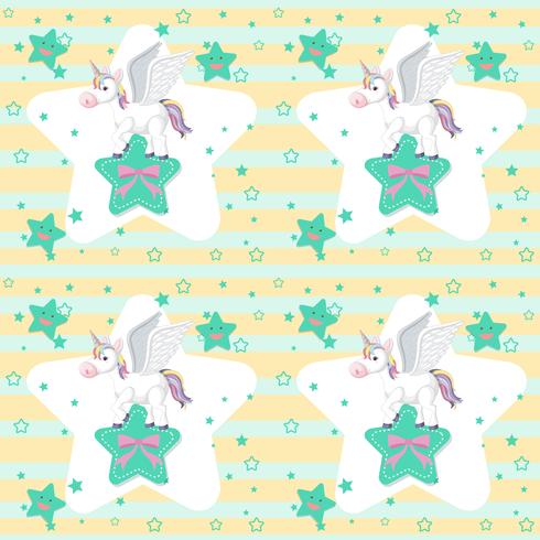 Cute Unicorn on Star Seamless vector