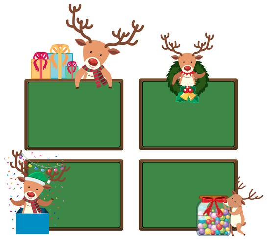 Vier krijtborden met Kerstmisrendieren vector