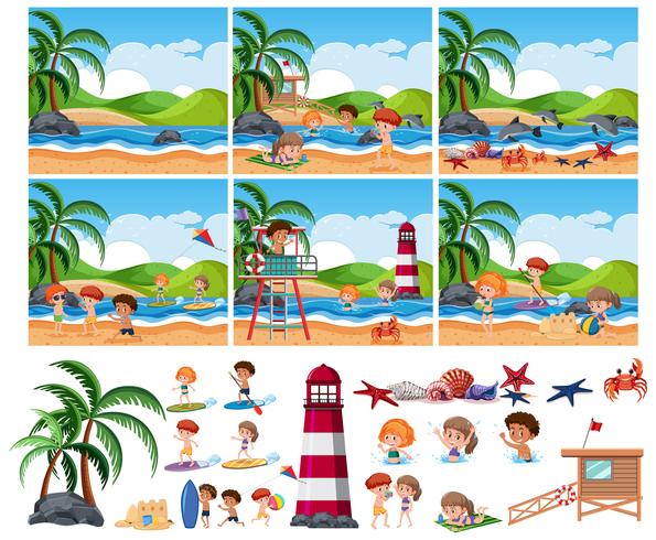 Set van zomer strand vector