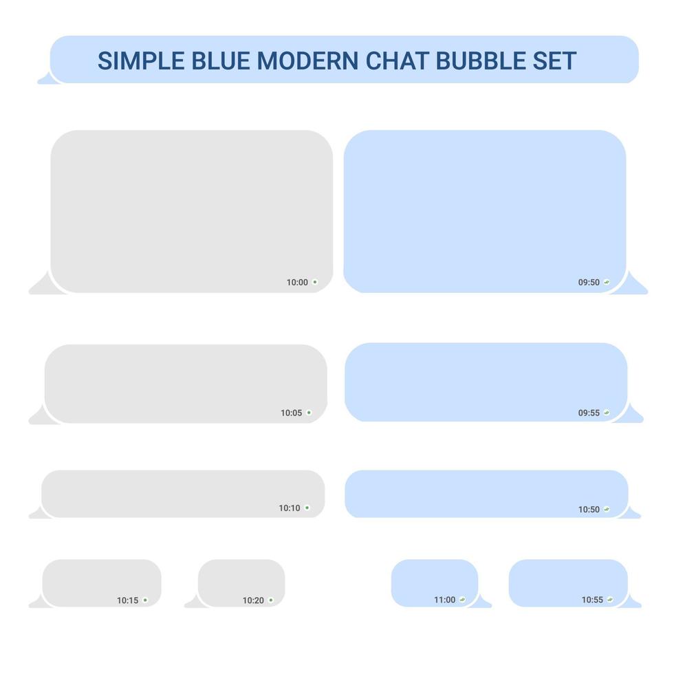 eenvoudige blauwe moderne chat-bubbelset vector