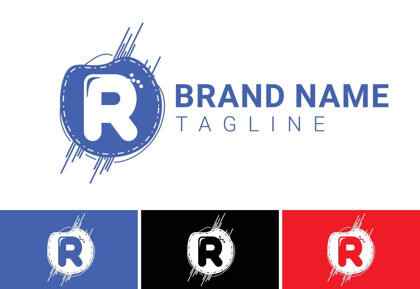 r brief nieuw logo en pictogramontwerp vector