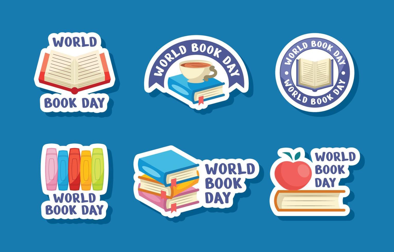 Wereldboekendag doodle stickercollectie vector