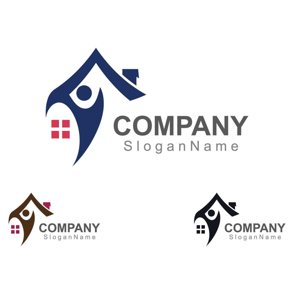 huis en mensen logo ontwerp inspiratie afbeelding sjabloon ontwerp vector