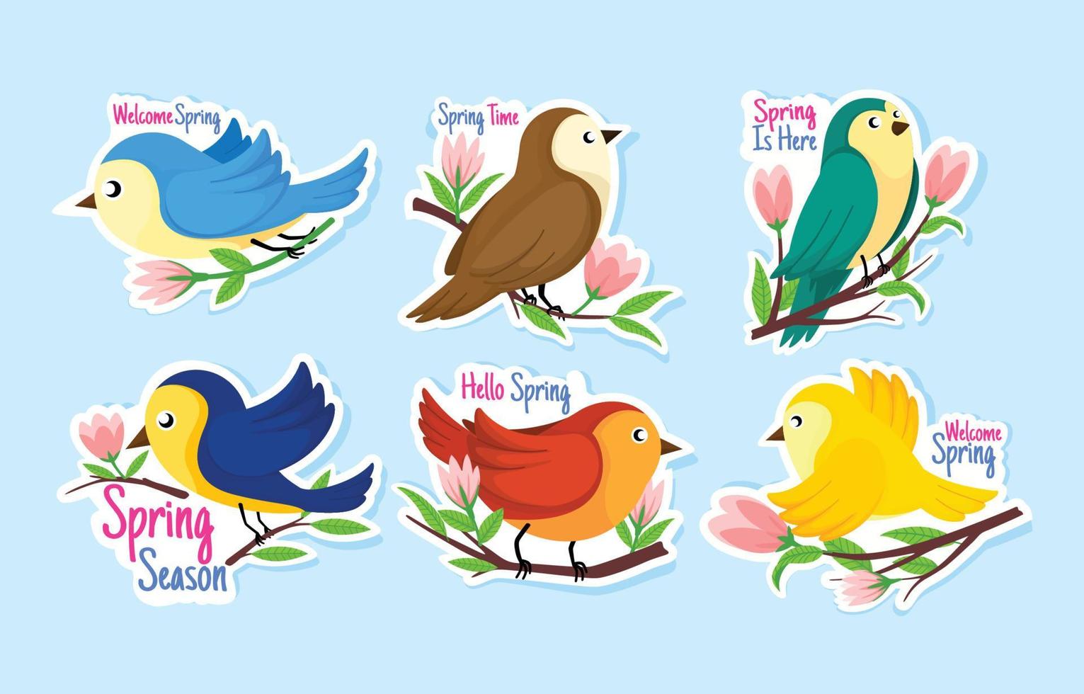 lente vogels sticker vector