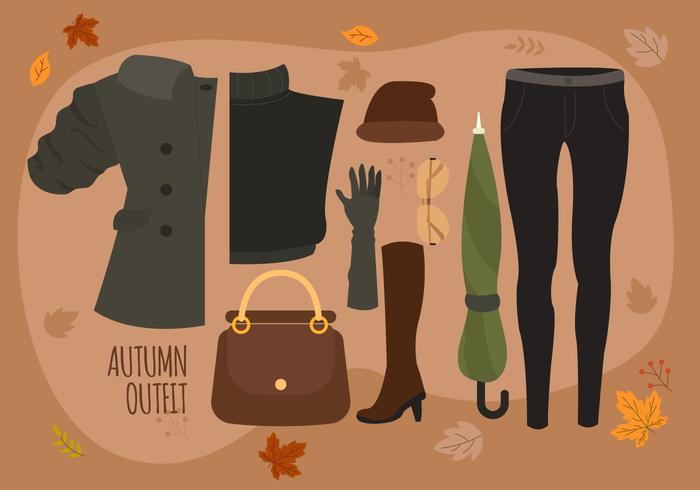 De herfstvrouw Fashion Essentials Pack Vector Illustration