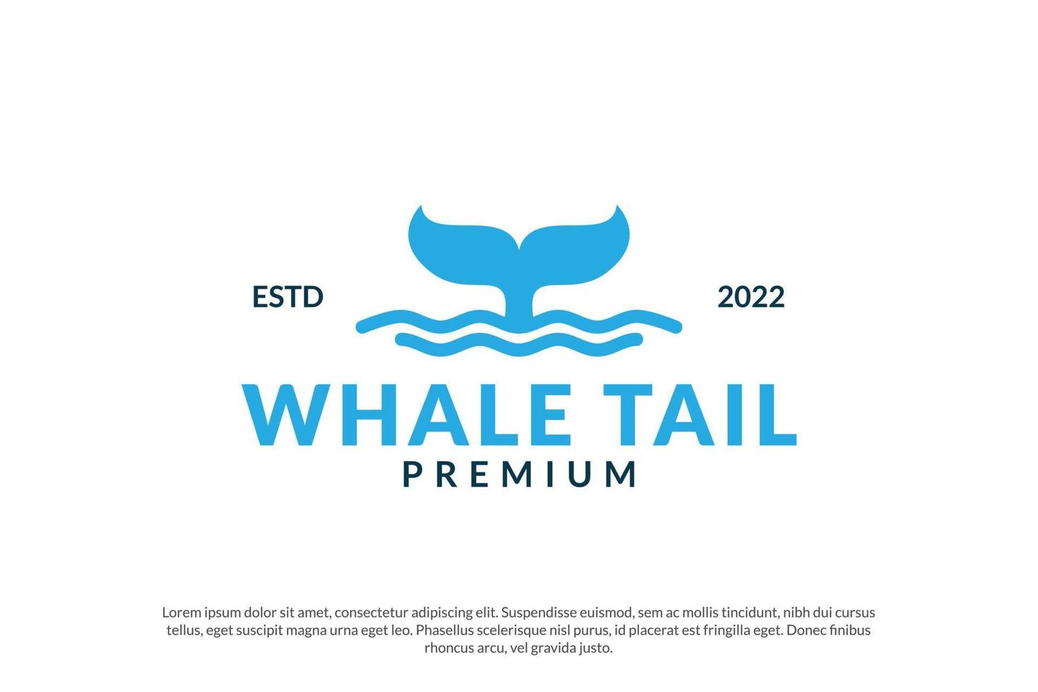 walvis staart lijn zeewater logo ontwerp vector