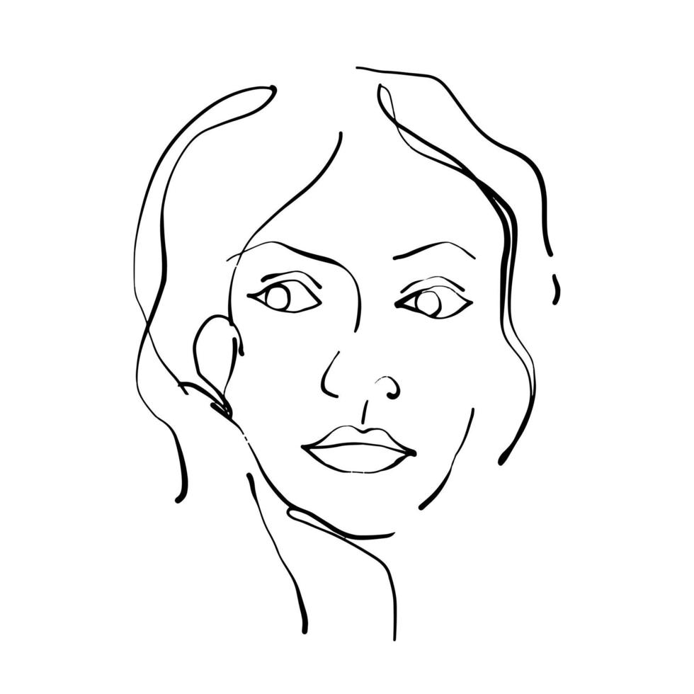 vrouw gezicht lijntekening en moderne abstracte minimalistische vrouwen gezichten gezicht. verschillende vormen voor wanddecoratie. gebruik voor sociale netverhalen, schoonheidslogo's, poster. vector ontwerp