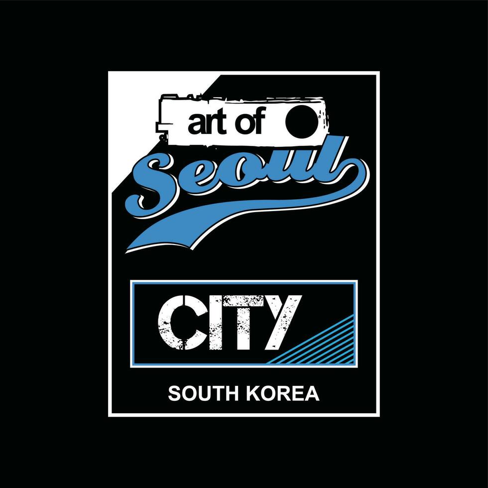 Seoul belettering handen en slogan typografie design in vector illustration.inscription in het Koreaans met de vertaling is Seoul
