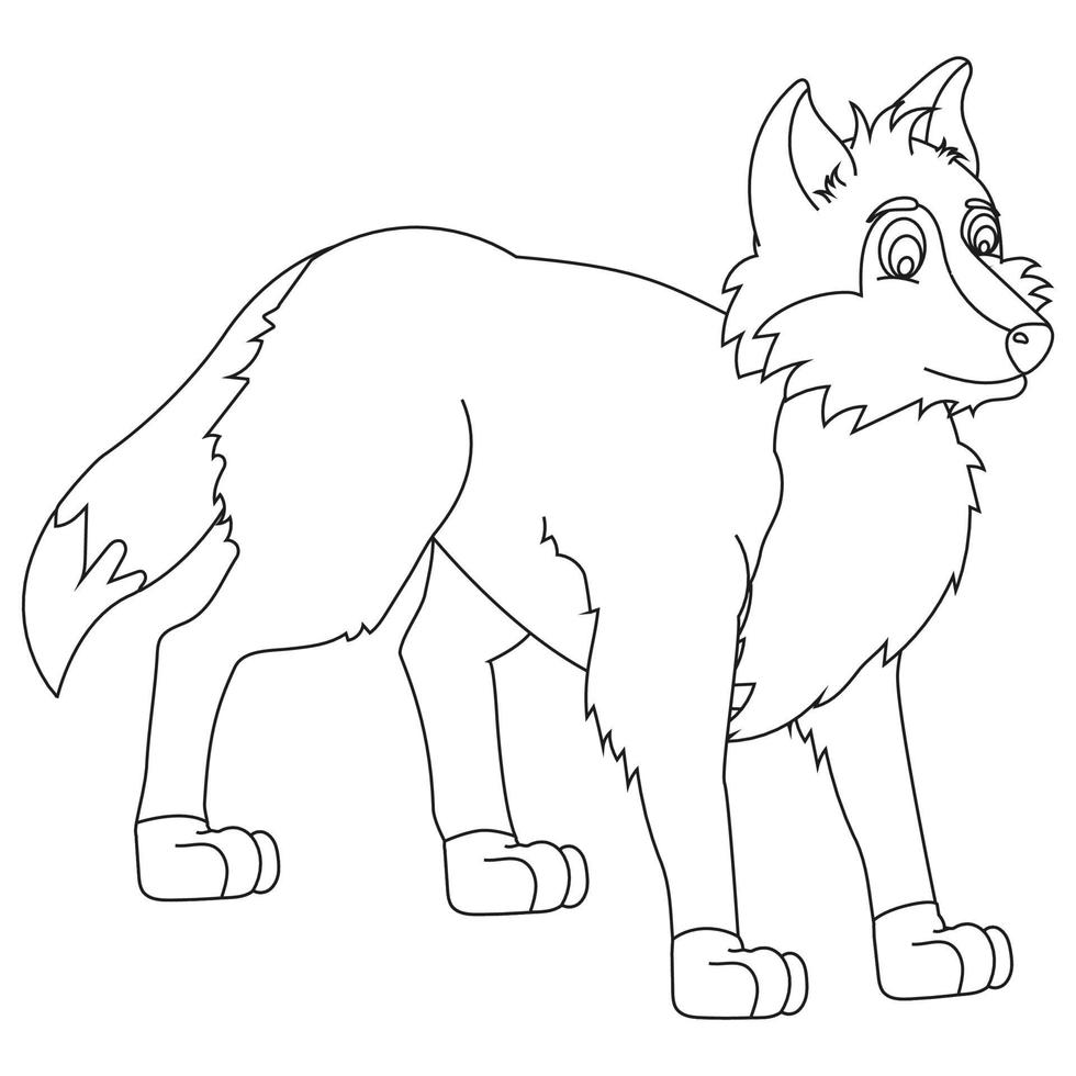 zwart-wit cartoon wolf vector